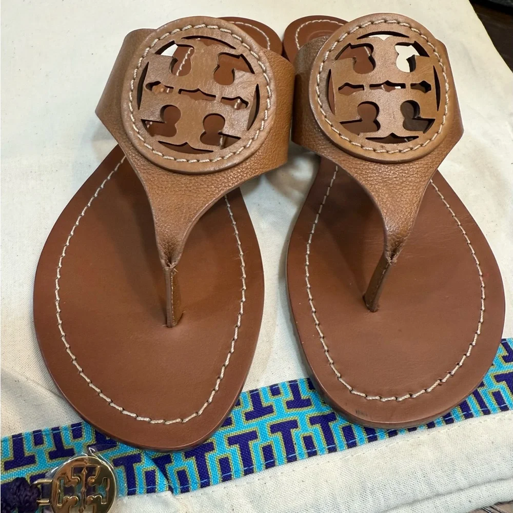 Tory Burch Miller Leather Thong Sandal in Tan